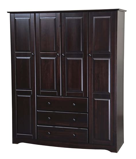 Palace Imports Cosmo Solid Wood 3-Door Wardrobe Armoire with Mirror and 3 Drawers, Mocha, 56. . Palace imports